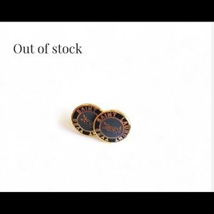 Vintage Black & Gold YSL Button Studs
